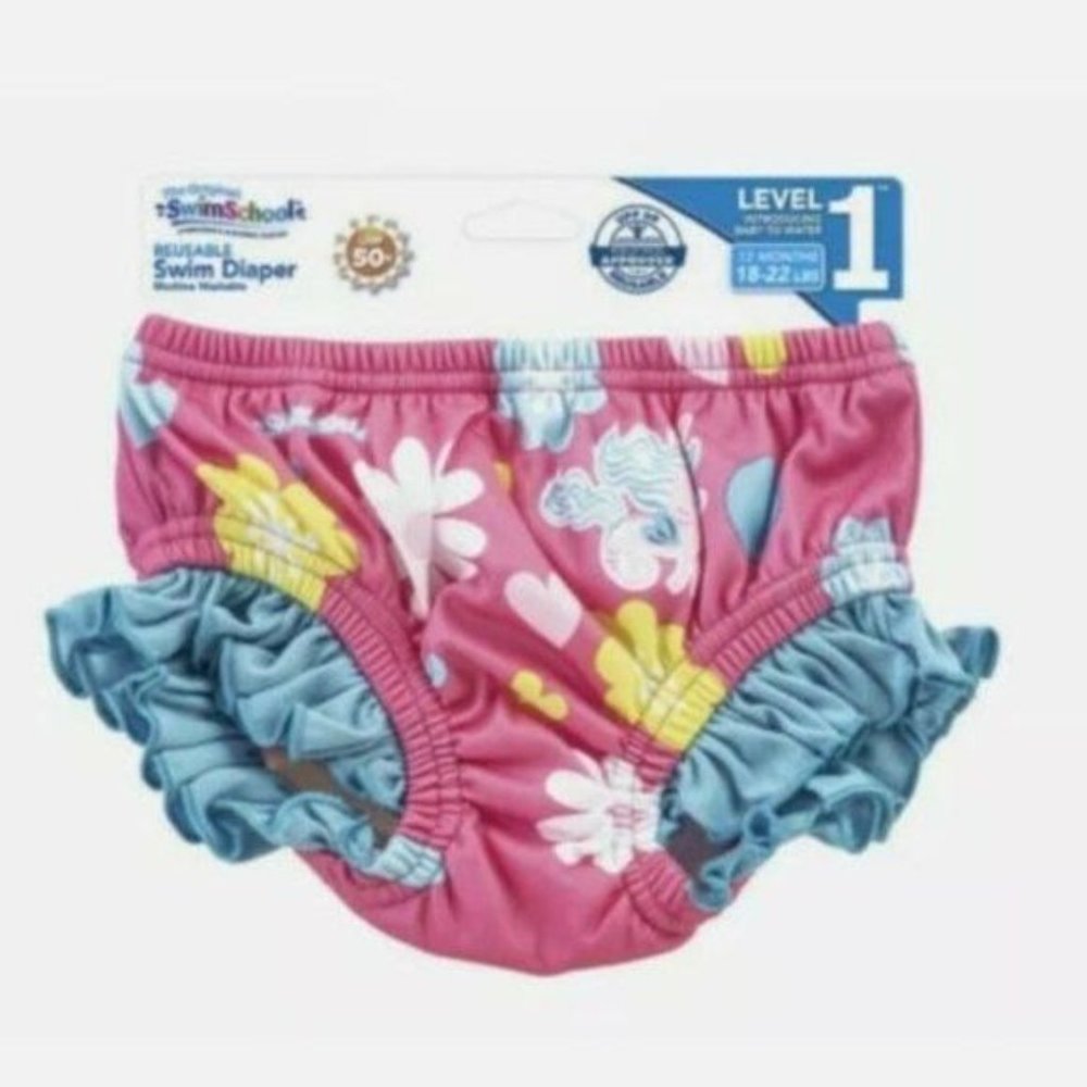 SwimSchool Reusable Swim Pool Kids Diaper (18-22 lbs) Pink Level 1 New